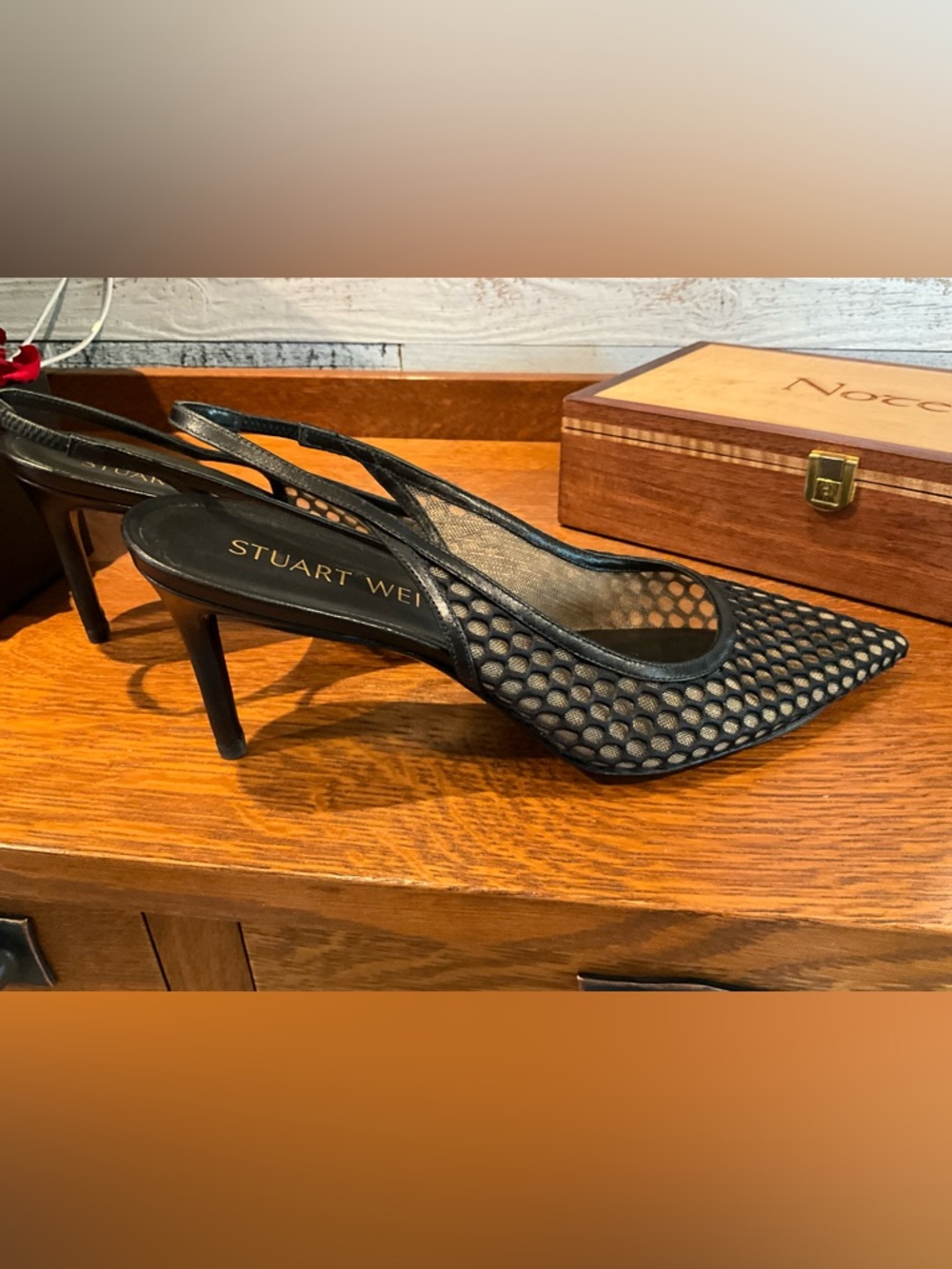 Stuart Weitzman Women's Stuart 75 Slingback Pump Black Size 9 B (MSRP $495)